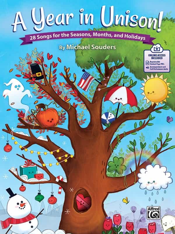 A Year In Unison! 28 Songs For The Seasons, Months, And Holidays Book & Online Pdf/Audio