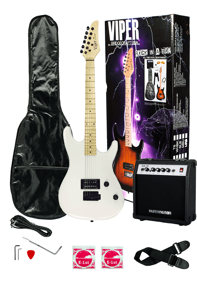 Viper Solid Body Electric Guitar Combo Package Black Hardware