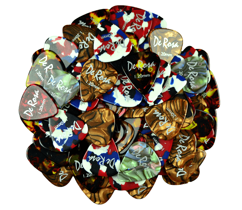 De Rosa Colorful Celluloid Guitar Picks 1.2 100 Pack