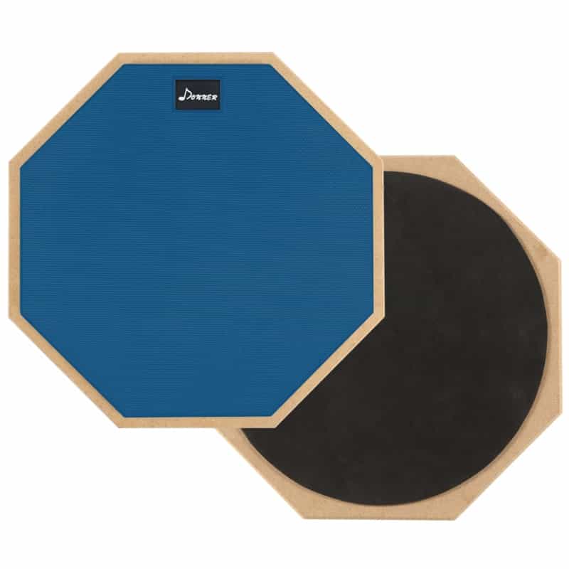 Donner 8 Inches Blue Drum Practice Pad With 1 Pair Maple Wood Drum Sticks