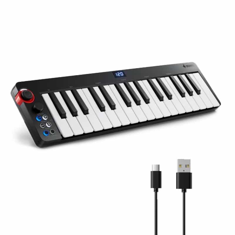 Donner N-32 32-Key Midi Keyboard Controller Sequencer With Digital Tube Screen