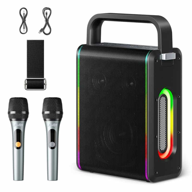 Moukey Mps5 Portable Karaoke Machine With 2 Wireless Microphones