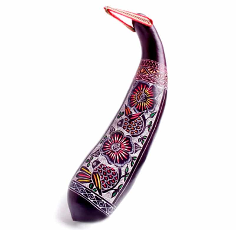 Color Dyed Floral Gourd Rainstick 12"