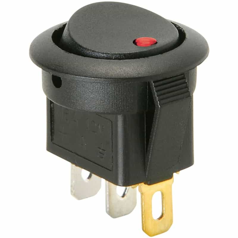 Spst Automotive Round Rocker Switch With Red Led 12v