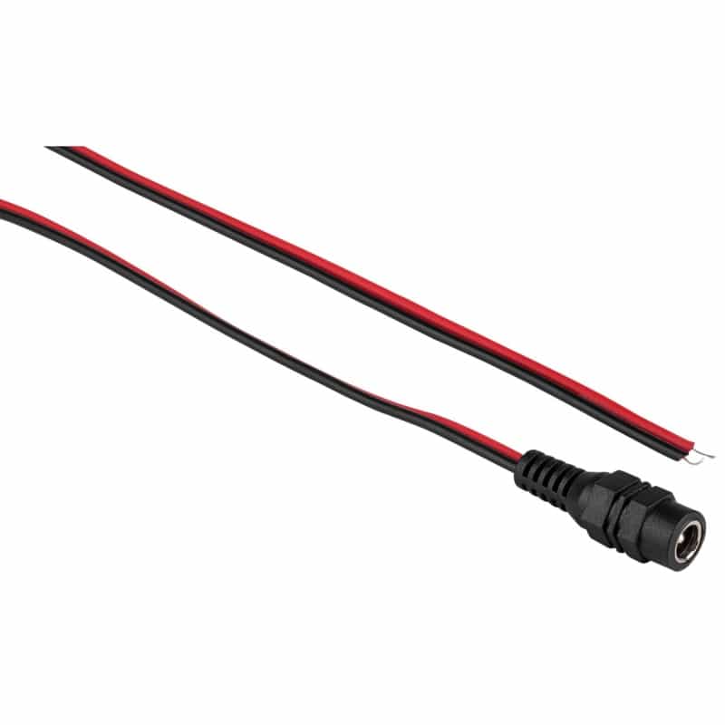 2.1 X 5.5Mm Dc Female Jack To Bare Wire 20 Awg 1 Ft