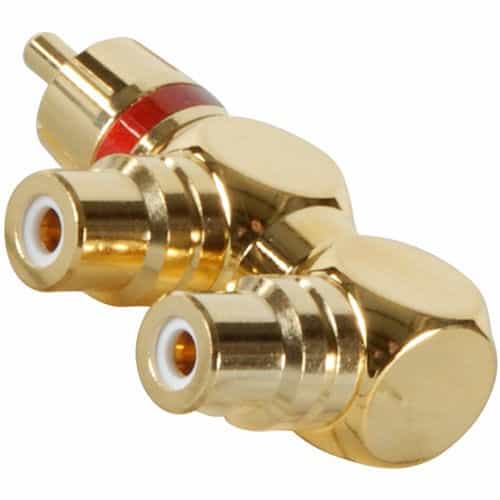Gold Rca Y (1) Male To (2) Right Angle Female Red