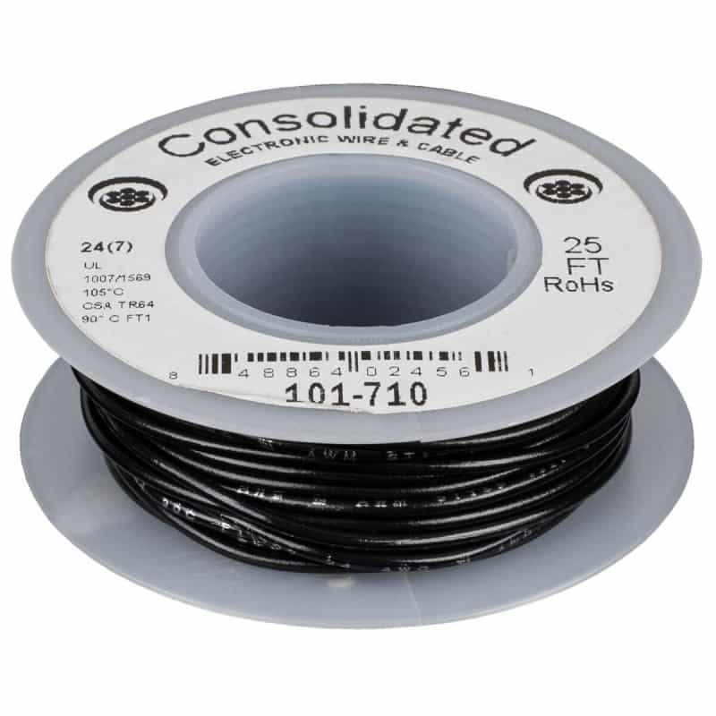Consolidated Stranded 24 Awg Hook-Up Wire 25 Ft. Black Ul Rated