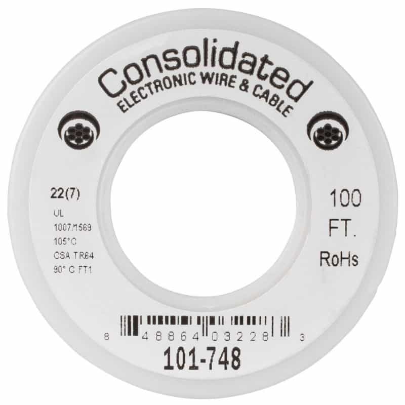 Consolidated 22 Awg White Stranded Hook-Up Wire 100 Ft