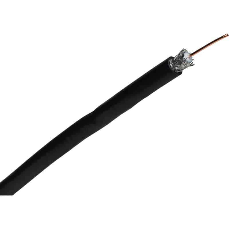 Rg-6/U Solid Copper 18 Awg Quad Shield Cm Coax Cable Black 1 Ft