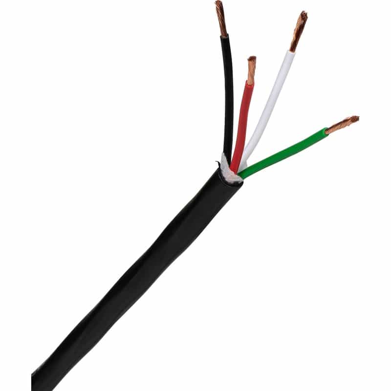 16Awg 4C High Strand Bare Copper Direct Burial Uv Rated Speaker Wire Black 1 Ft
