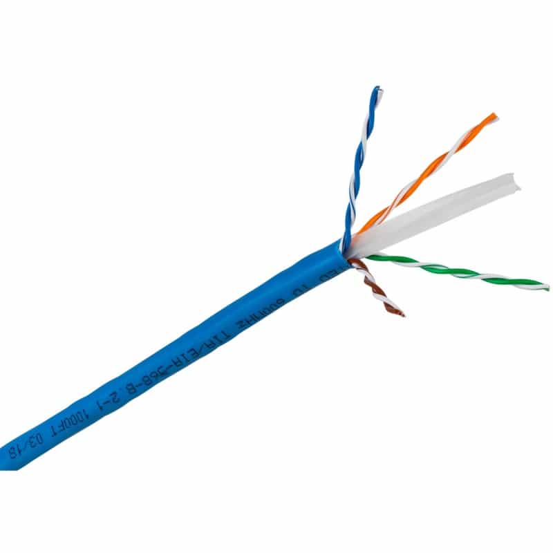 Cat 6 23 Awg Cmr 600 Mhz U/Utp Solid Bare Copper Cable Blue 1000 Ft. Pull Box