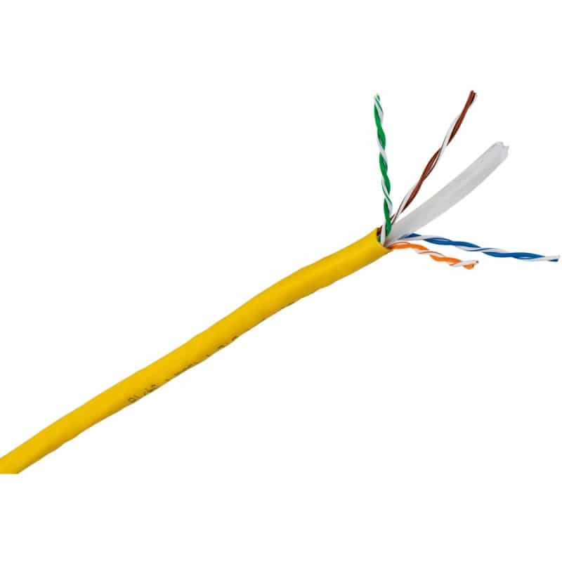 Cat 6 23 Awg Cmr 600 Mhz U/Utp Solid Bare Copper Cable Yellow 1000 Ft. Pull Box