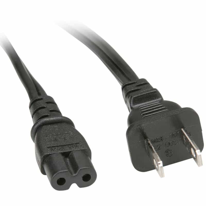 Ac Power Cord Nema 1-15P To Iec-60320-C7 18 Awg 2C 7A Spt-2 125V Black 6 Ft