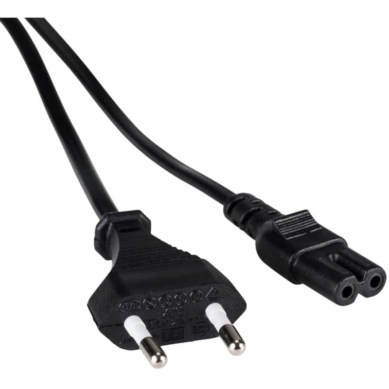 Non-Polarized 2-Pin European Europlug To Figure-Eight 6 Ft. Ac Power Cord