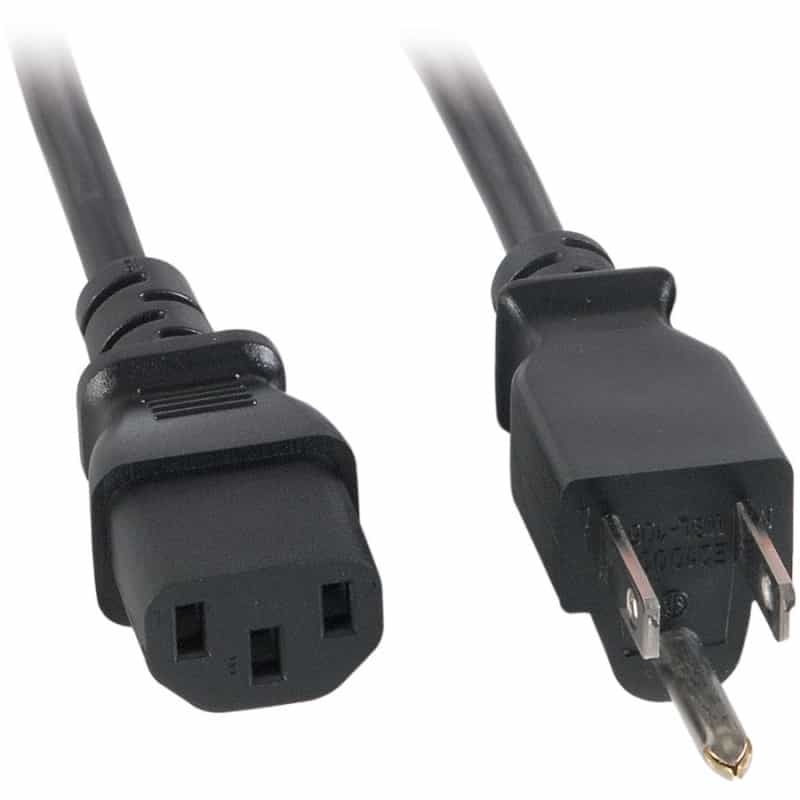Ac Power Cord Nema 5-15P To Iec-60320-C13 16 Awg 3C 13A Sjt 125V Black 10 Ft