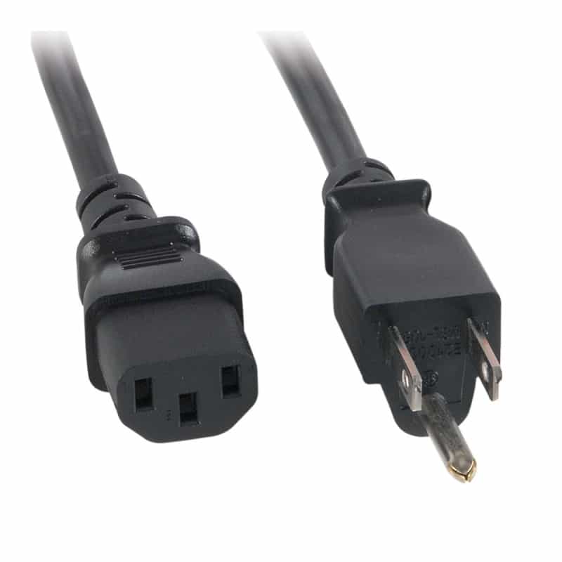Ac Power Cord Nema 5-15P To Iec-60320-C13 14 Awg 3C 15A Sjt 250V Black 6 Ft