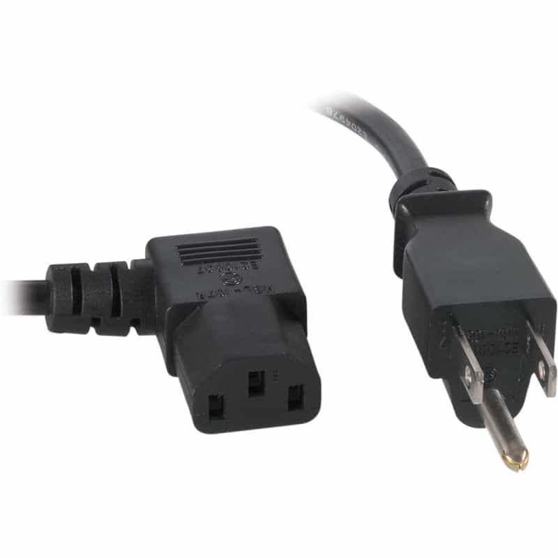 Ac Power Cord Nema 5-15P To Right Angle Iec-60320-C13 18 Awg 3C 10A Svt 125V Black 6 Ft
