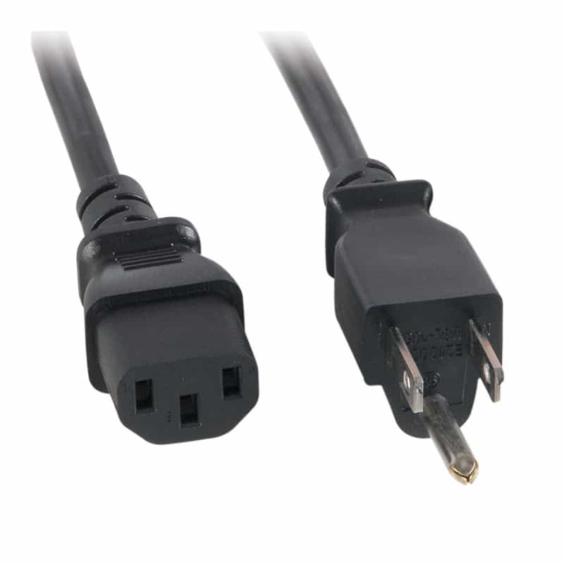 Ac Power Cord Nema 5-15P To Iec-60320-C13 16 Awg 3C 13A Sjt 125V Black 15 Ft