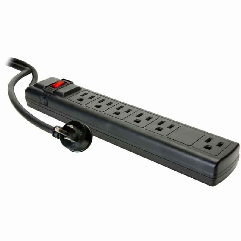 Parts Express 5+1 Outlet Strip 6 Ft. Cord And Circuit Breaker/Switch Ul - Black