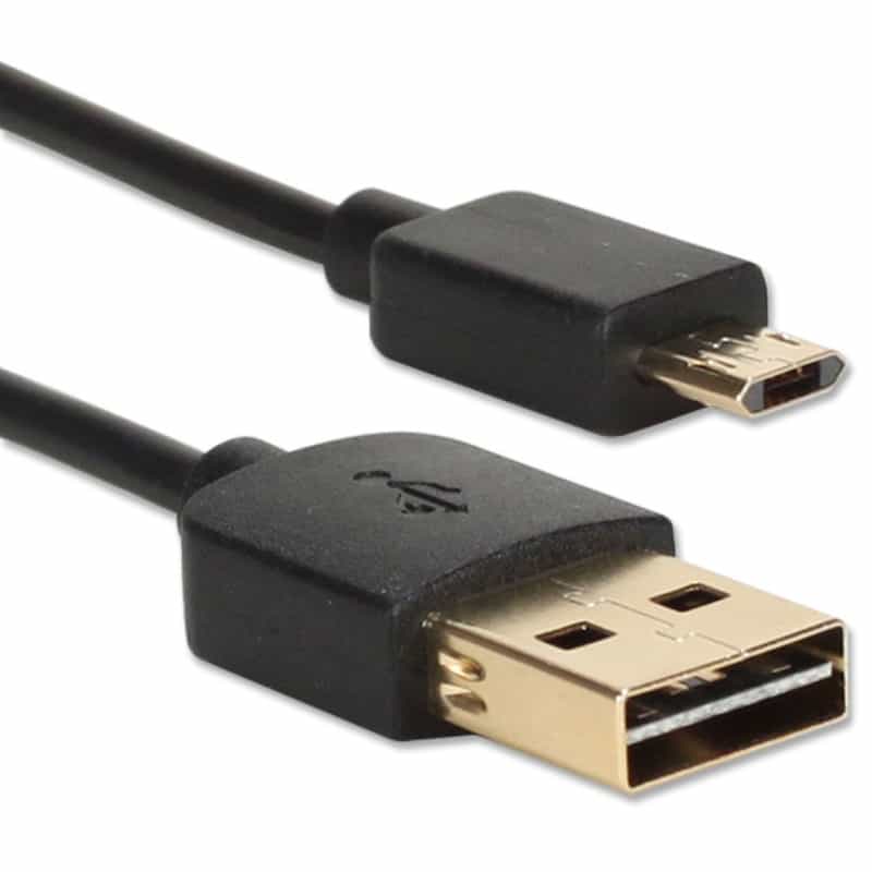 Qvs Premium Reversible Usb To Reversible Micro-Usb Sync & Fast Charger Cable 3 Ft. - Black