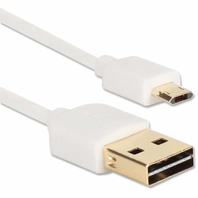 Qvs Premium Reversible Usb To Reversible Micro-Usb Sync & Fast Charger Cable 3 Ft. - White