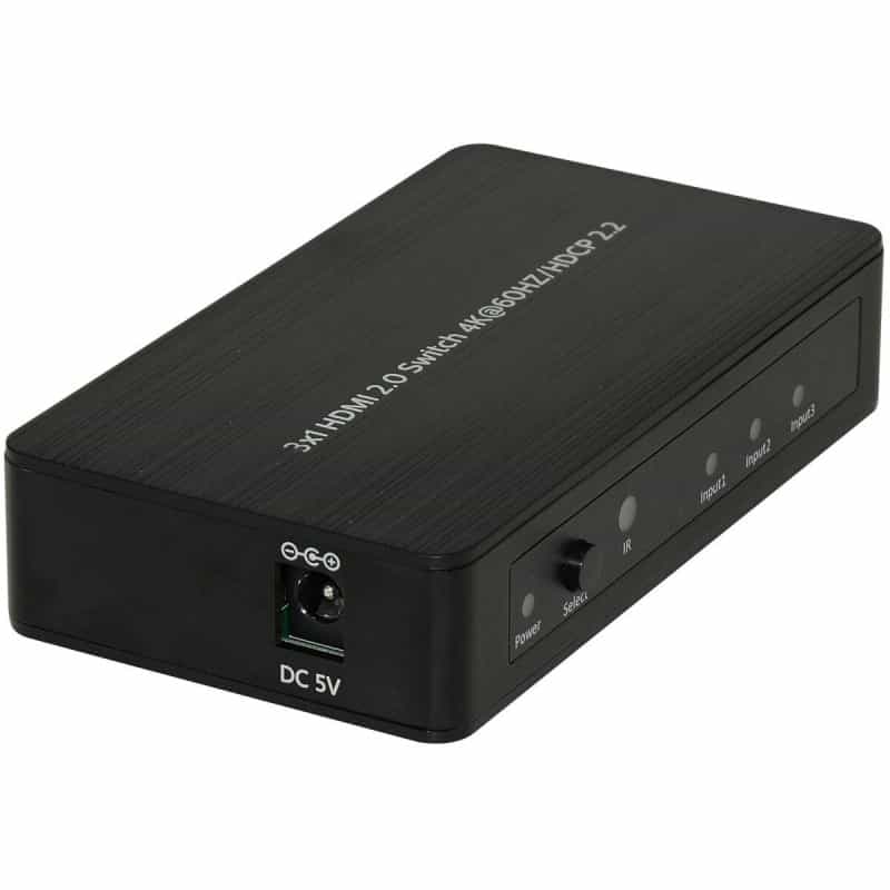 Hdmi 2.0 4K 60 Hz 3-Input 1-Output Hdcp 2.2 Switch With Ir Remote Control
