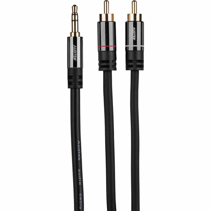 Audtek 3 Ft. Premium 2 Rca Male To 1 Slim 3.5Mm Stereo Male Y Adapter Cable