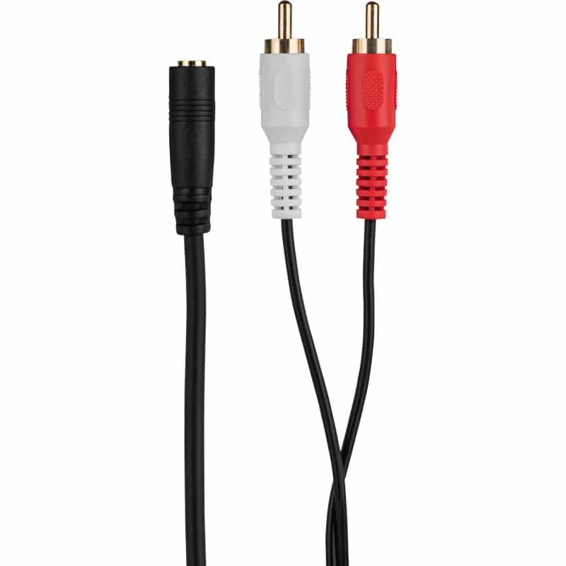 Y-Adapter Cable 1 Ft. 3.5Mm F To 2 Rca M Double Shielded Gold Plated