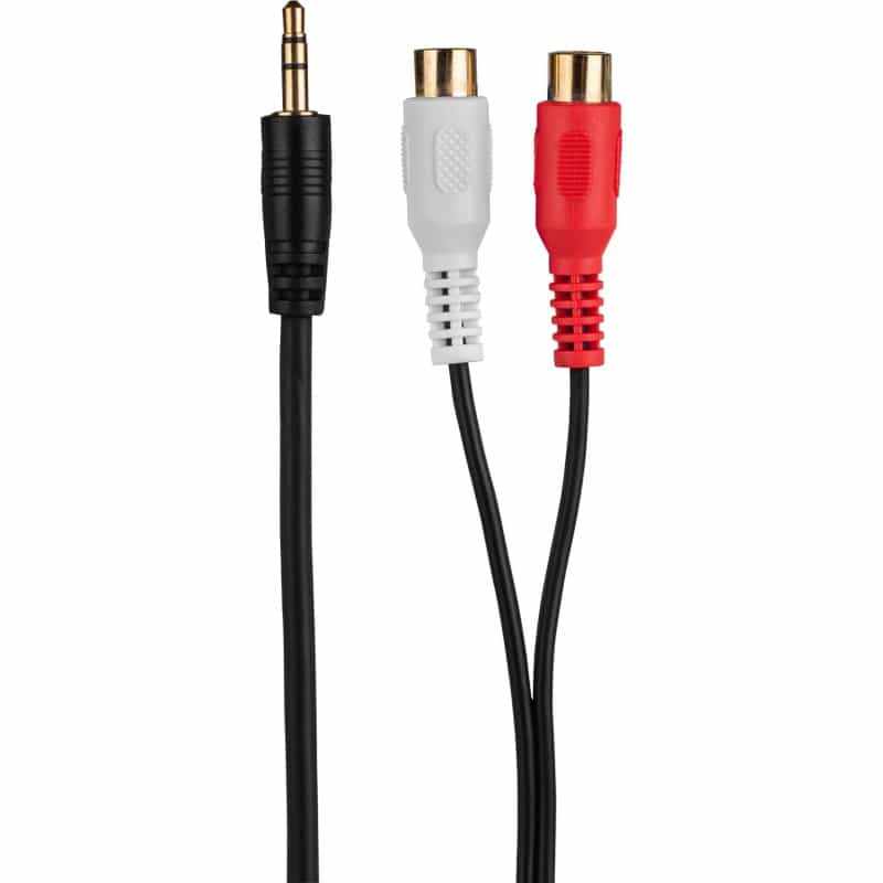 2 Rca Female To 3.5Mm Stereo Male Y Adapter Cable With Gold Plated Connectors 6"