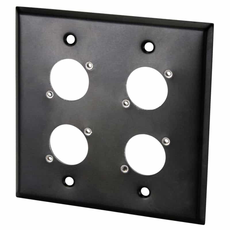 Switchcraft Wp2b4p 2 Gang Stainless Steel Metal Wall Plate 4 X Eh Hole Black