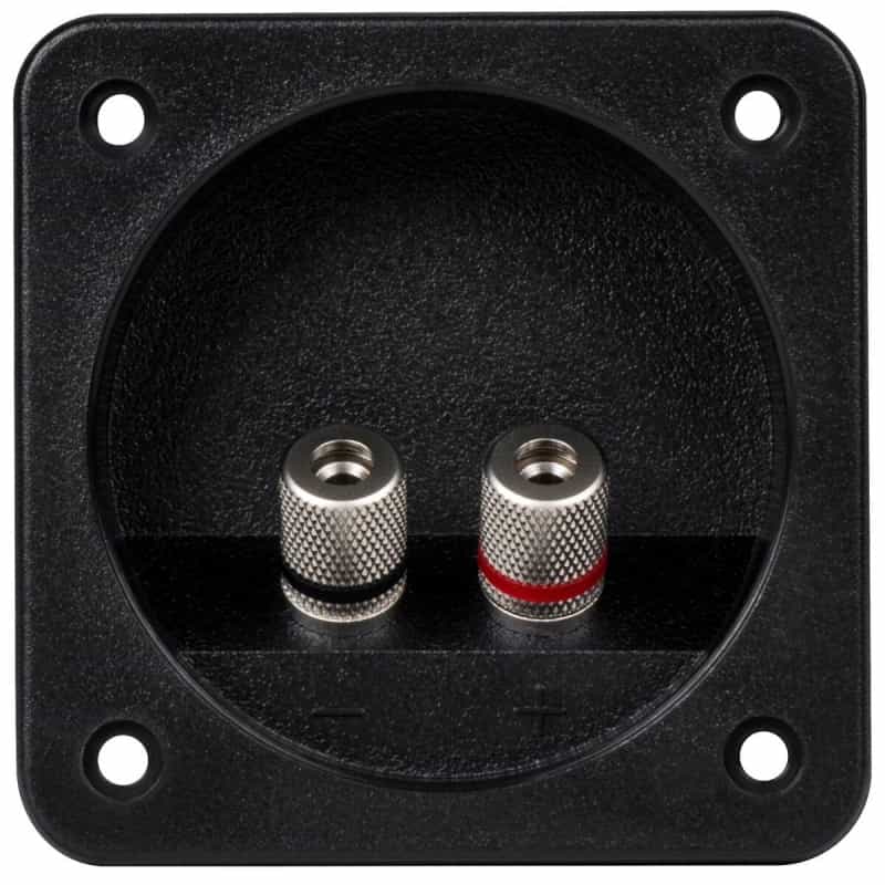 Square Speaker Terminal Cup 3-1/8" Satin Nickel Binding Post Banana Jack