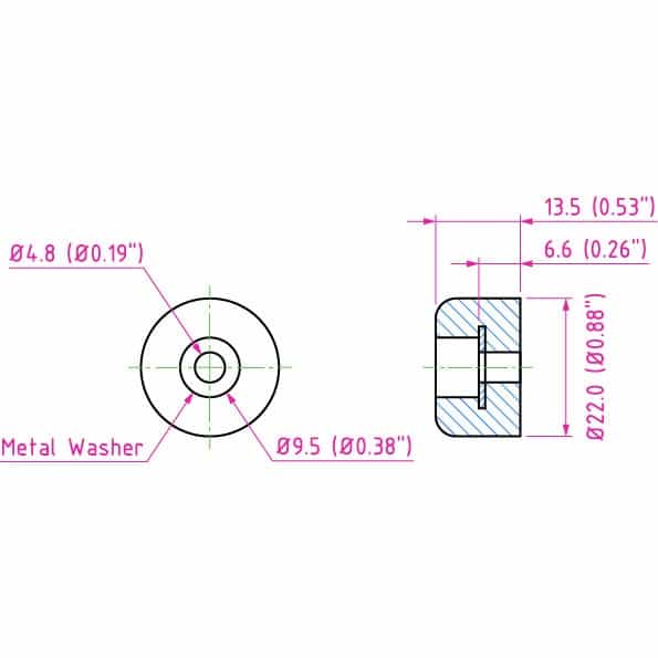 4-Pack Rubber Cabinet Feet 0.86" Dia. X 0.53" h
