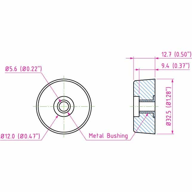 4-Pack Rubber Cabinet Feet 1.28" Dia. X 0.5" h