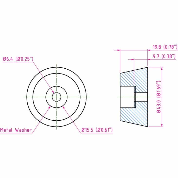 4-Pack Rubber Cabinet Feet 1.7" Dia. X 0.75" h
