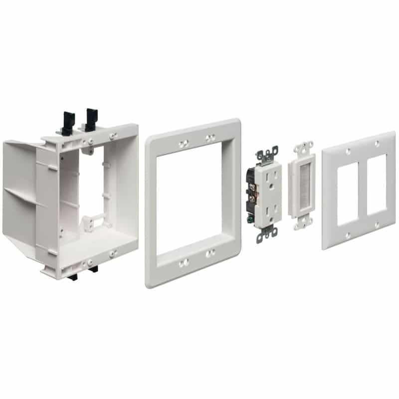 Arlington Industries Tvbu505k 2-Gang Recessed Power And Low Voltage Tv Box Kit