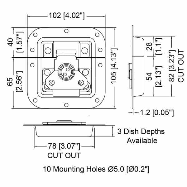 Penn-Elcom L905/928 Butterfly Latch 4.125" Pennbrite