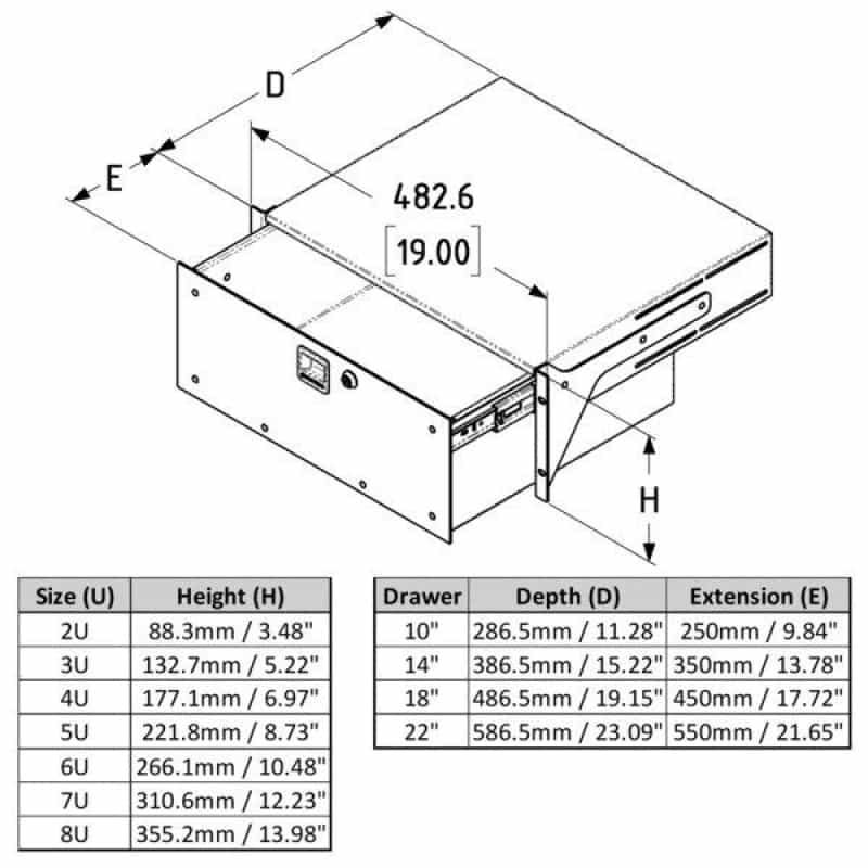 Penn-Elcom R2293-5Uk Locking Rack Drawer 5U 5 Space