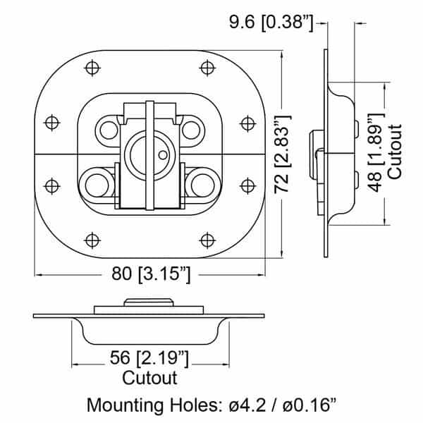 Penn-Elcom 3759 Mini Butterfly Latch In Shallow Flat Dish