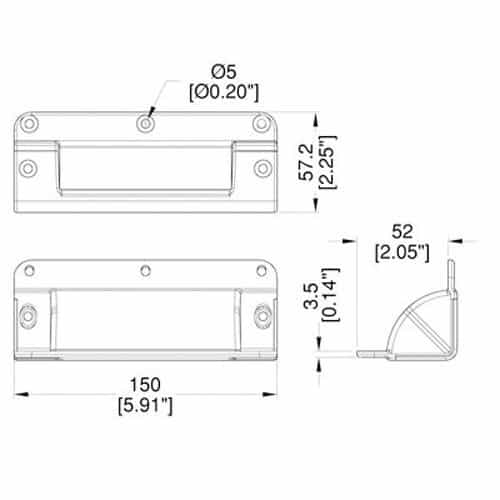 Penn-Elcom H1025 Cabinet Corner Handle Black 5.91" X 2.25"