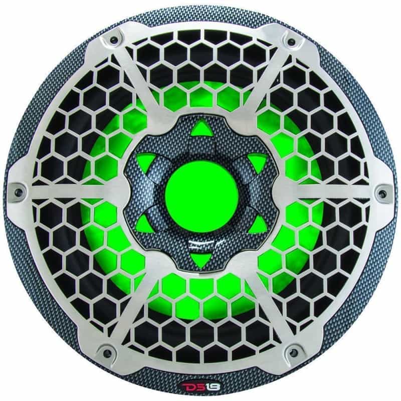 Ds18 Cf-10Sub 10" Hydro Marine Subwoofer Black Carbon Fiber With Rgb Leds 4 Ohm