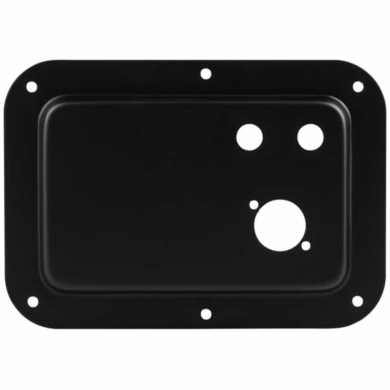Metal Dish Speaker Terminal Plate For One Neutrik D & Two 1/4" Black 5" X 7-1/16"