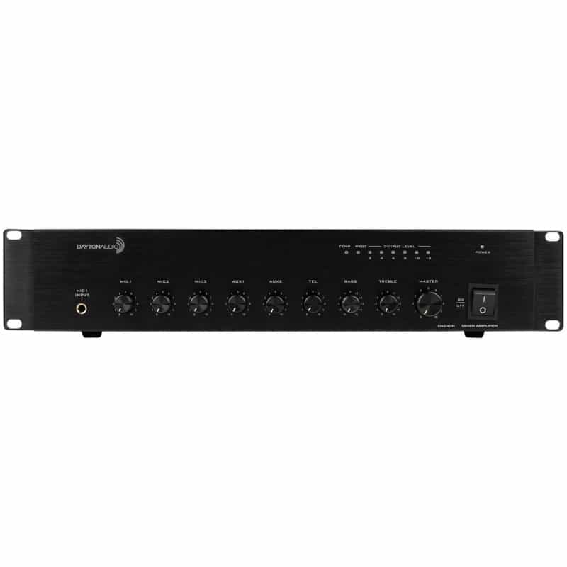 Dayton Audio Da240r Commercial Audio Amplifier 240W 70V/ 100V/ 4 Ohm Mixer - 3 Mic 2 Aux 1 Telephone