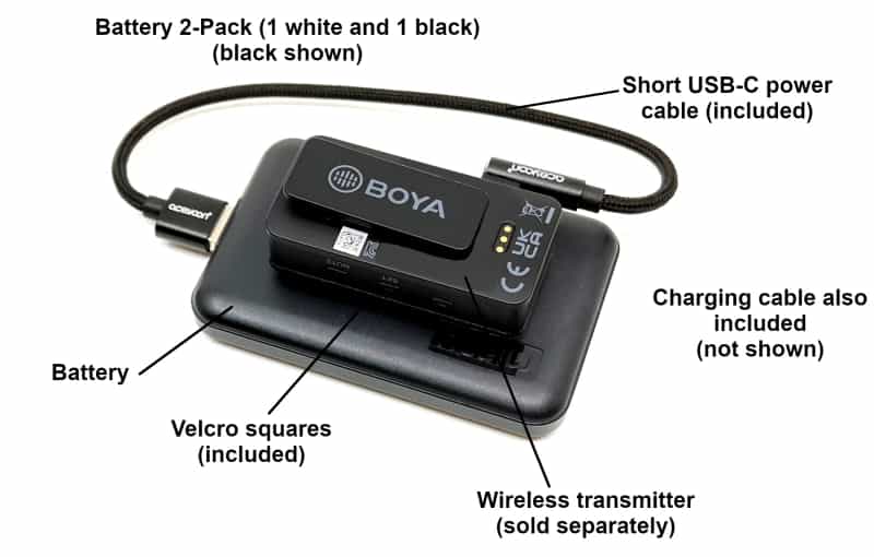 Set Of Two 65 Hour Rechargeable Power Boosters For Mini Wireless Transmitters (Boya, Rode, Luucco And Comica)