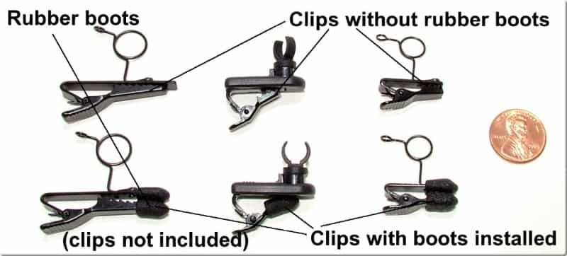 One Set Of 4 Rubber Boots For Most Small Lapel Clips – Slides Over Teeth Of Clips To Protect Clothing, Glasses, Or Other Easily Scratched Surface