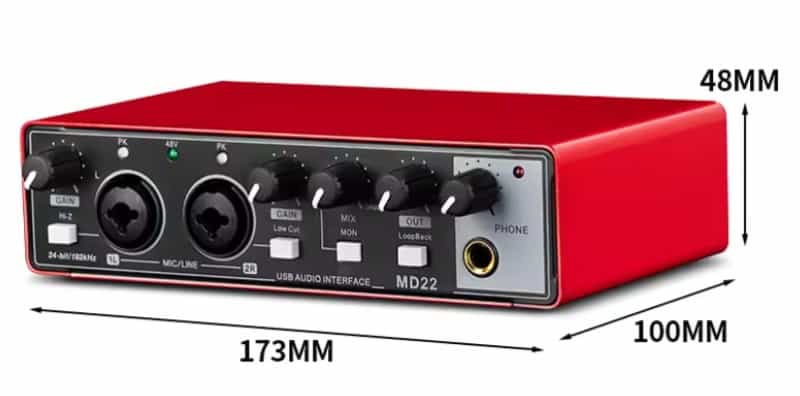 2- Channel Audio Interface/Studio Sound Card, 24 Bit/192 Khz Sample Rate
