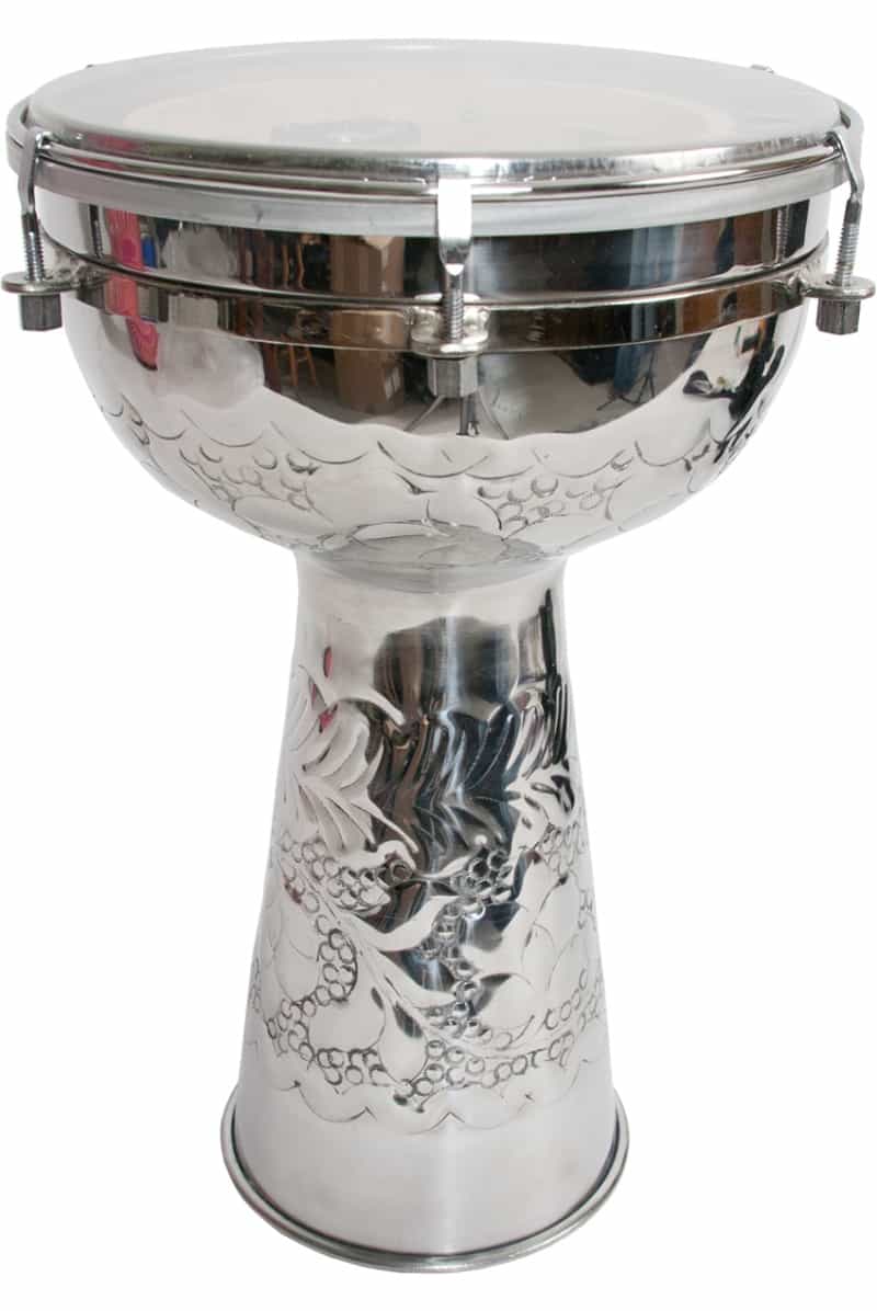 Mid-East Metal Doumbek W/ Synthetic Head And Internal Jingles 8"X14"
