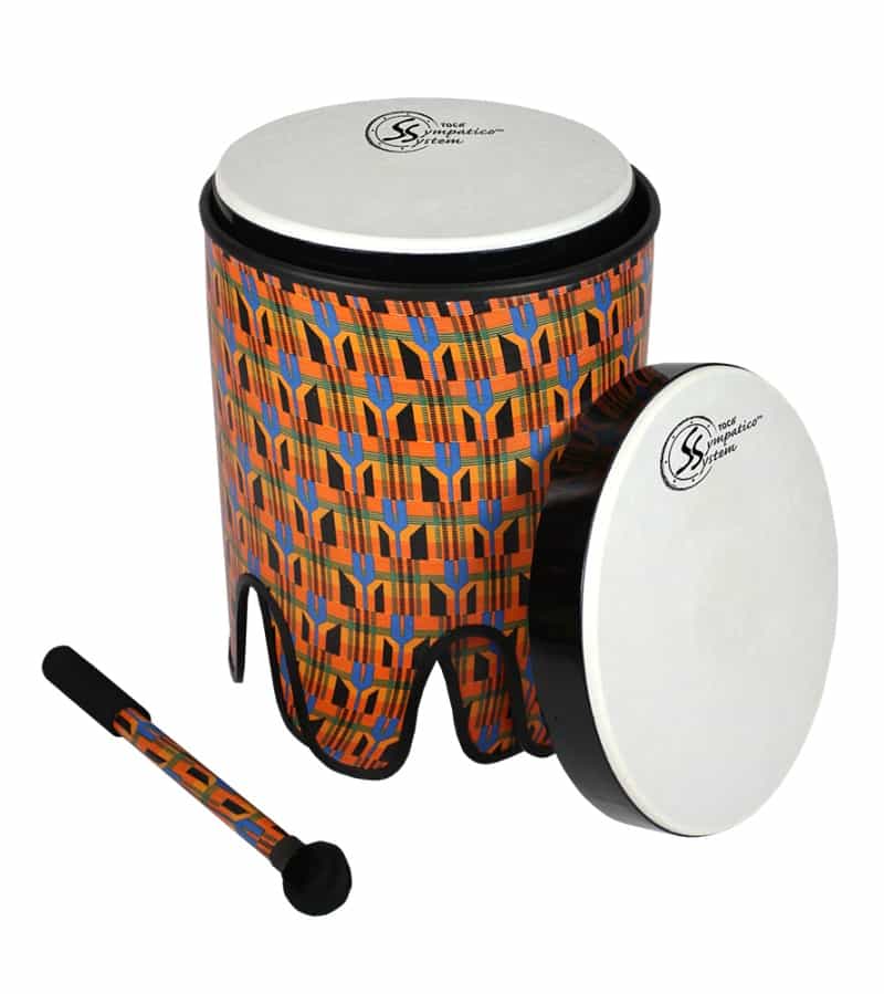 Toca Sympatico Nesting Tom-Toms Set Of 3 - 12"/14"/16", Kente Cloth Pretuned Fiber W/ Dot