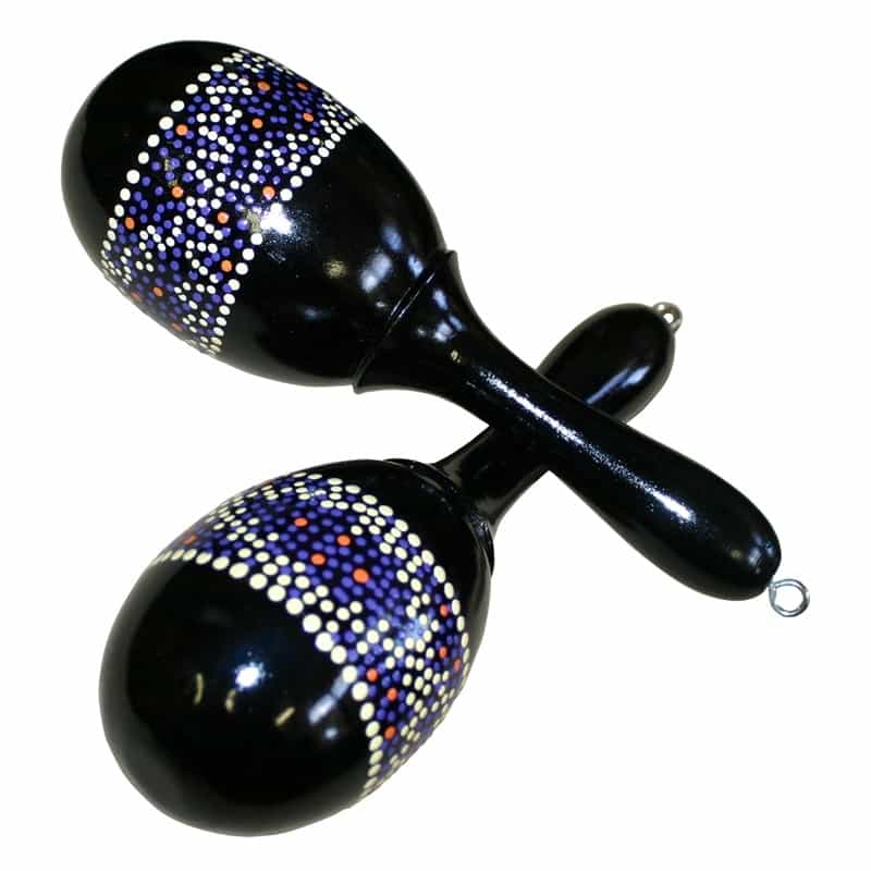 Hand Painted Wooden Maracas, Pair